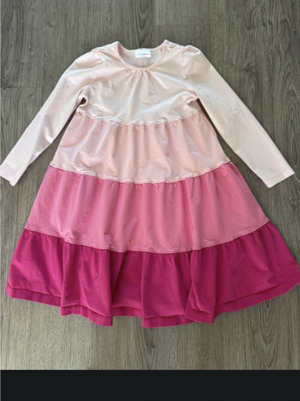 Hanna Andersson Size 6-7 Long Sleeve Pink Tiered Twirl Dress